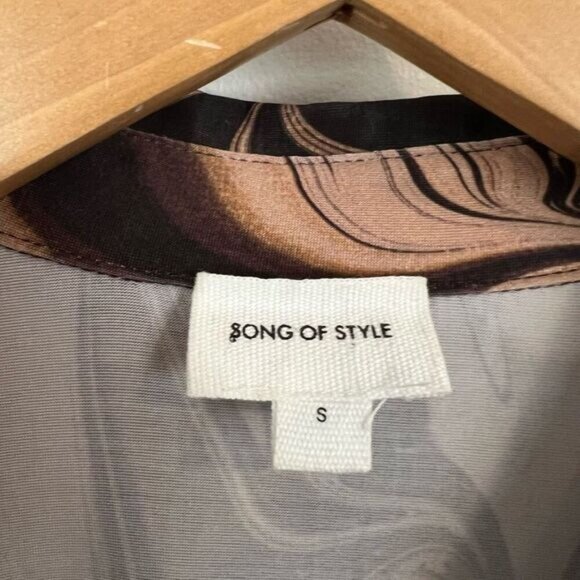 Song of Style Rommie Mesh Dress Brown Marble Women’s Small Long Sleeve Stretch - Picture 6 of 15